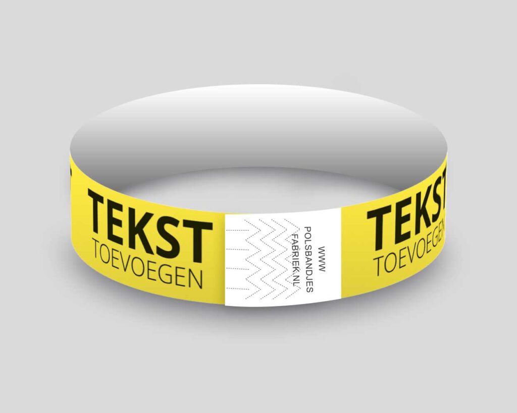 Budget tyvek polsbandjes dicht te voorzien van eigen tekst en achtergrond kleur